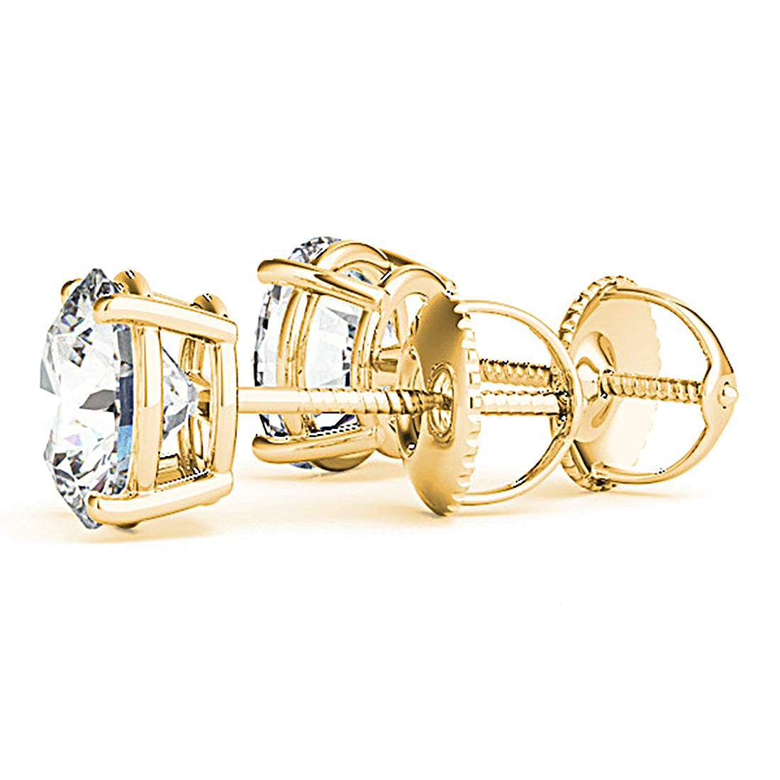 Classic Four Prong Diamond Stud Earrings-VIRABYANI